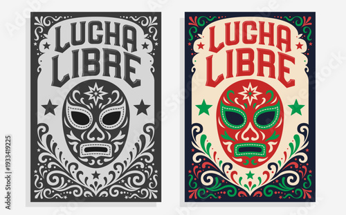 Lucha Libre Wresting translation Poster Luchador Mask Folk Ornaments Mexico Wrestling Cultural Artwork mexican style