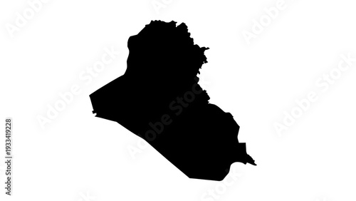 Map silhouette of the country of Iraq on a white background