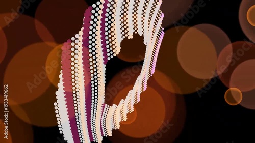 Abstract 3D Striped Pattern with Bokeh Lights Background.