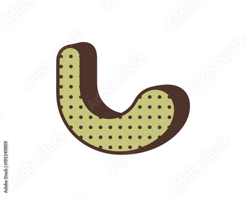 A cartoon illustration of a mouthguard with a brown and green design