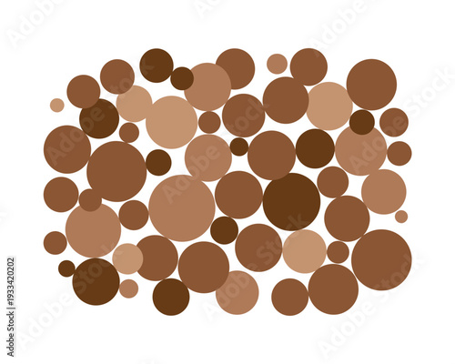 A visually appealing arrangement of various brown circles on a white background
