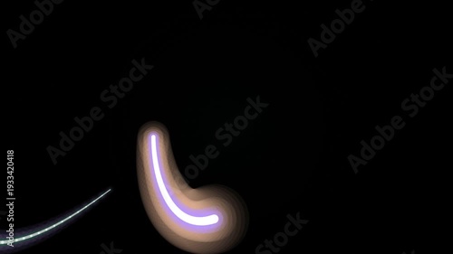 Glowing curved light streaks on a dark background.