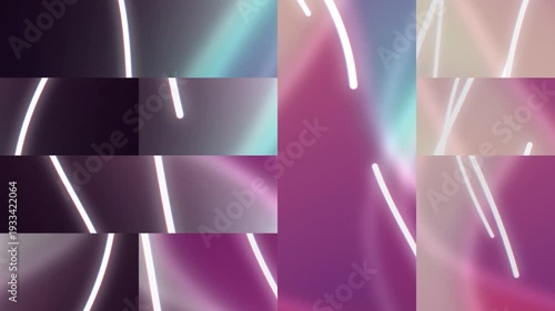 Abstract neon light streaks in vibrant purple and pink hues.