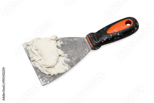 Obraz na płótnie Spatula with plaster compound on transparent background