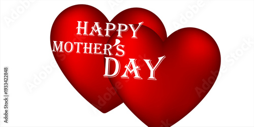 Abstract illustration of "Happy Mother's Day" writing with hearts and flowers, vector illustration