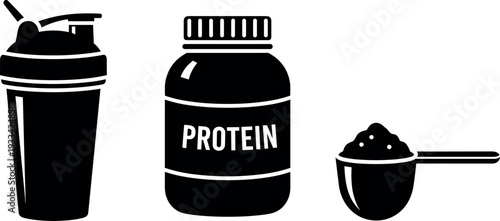 A collection of fitness and supplement icons on transparent background