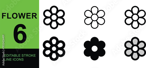 A comprehensive collection of simple flower icon concepts, showcasing various minimalist floral design elements for modern web, app, and graphic interfaces