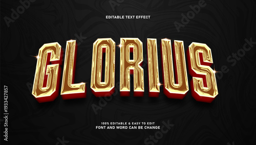 Foto Glorius Gold 3D Editable Text Effect with Luxury Red Bevel on Black Marble Backg