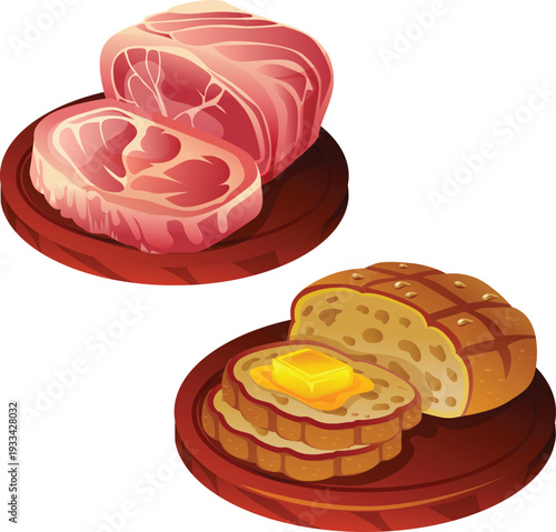 delicious meat and loaf food icon