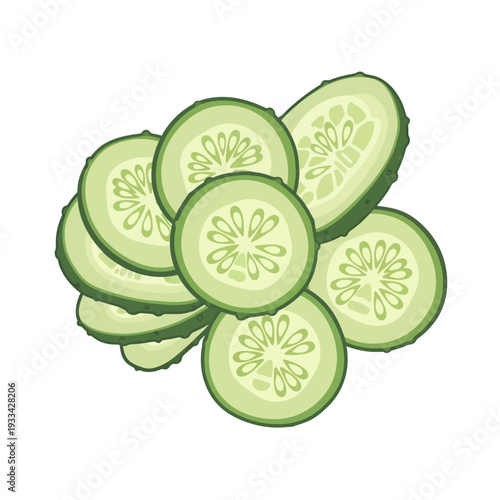 A pile of freshly sliced green cucumber rounds, showcasing their internal texture and seeds.