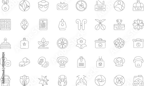 Collection of black dotted outline on white background