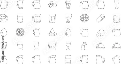 Collection of Dotted Line for Drinkware and Food Service pitcher glass ice cubes