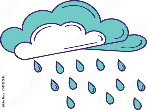 Cyan cloud with raindrops blue