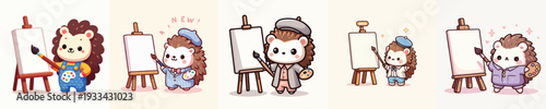 cute hedgehog vector painting on canvas