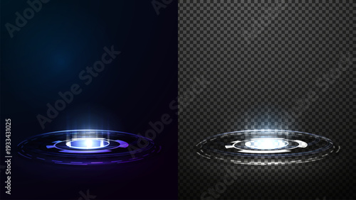 Digital teleports in cylindrical shape with shiny swirl rings isolated for your arts. High detail, no distracting elements. Ideal for digital art projects. Perfect futuristic visual element
