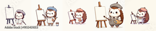 cute hedgehog vector painting on canvas
