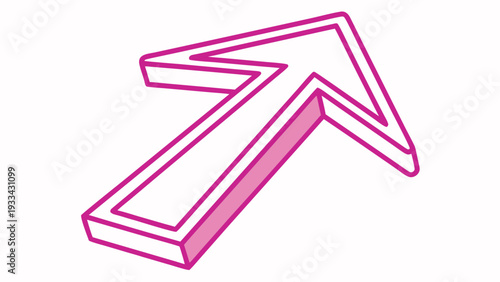 Glowing pink neon upward arrow upload