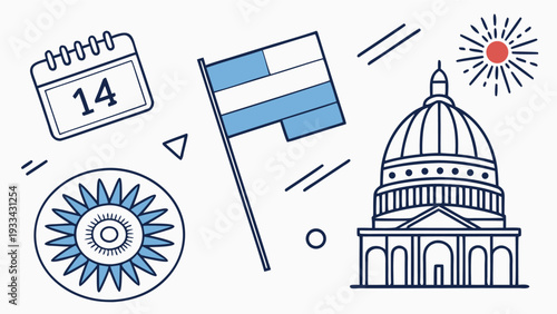 Infographic for Argentina's Independence Day on July 9th flag Capitol building