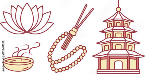 Hong Kong Buddhist Set Buddhist Hong Kong lotus flower incense sticks prayer beads