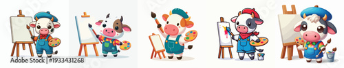 cute cow vector painting on canvas