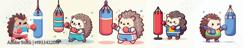cute hedgehog vector boxing training