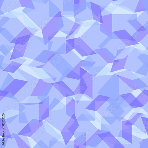 Seamless repeating abstract pattern, beautiful background of translucent cubes in shades of blue.   Vector illustration.	