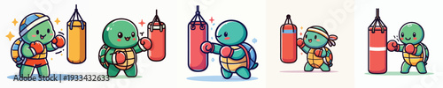 cute turtle vector boxing training