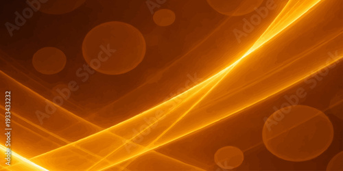 Abstract orange background with rays and golden sun swirls features a bright motion blur texture and glowing yellow wave patterns in a vibrant vector art illustration