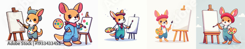 cute kangaroo vector painting on canvas