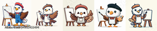 cute eagle vector painting on canvas