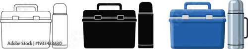 Set of lunchbox and thermos vector icons in various styles perfect for web design mobile apps and infographics