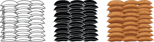 Abstract pattern of stacked semi-circular shapes in three color variations ideal as a modern background texture or design element for various projects