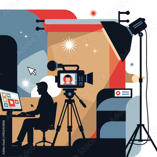 Professional Videographer Producing Online Content in a Modern Studio Environment