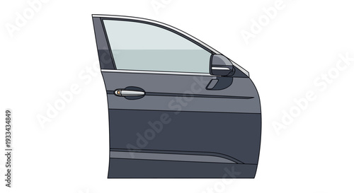 Front car door vector isolated on white background. Isometric car parts set with tires mirrors and hoods on white background