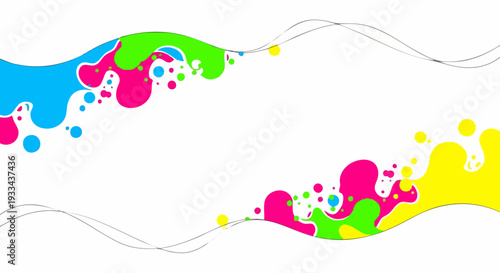 Abstract fluid art with vibrant colorful paint splashes and waves.