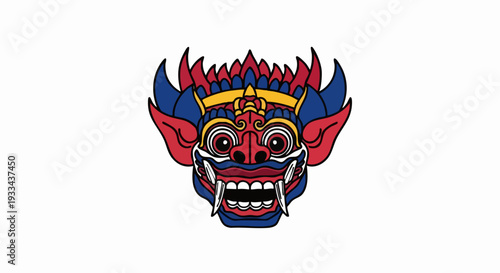 Intricate Balinese Barong Mask Depicting Mythological Guardian Spirit.