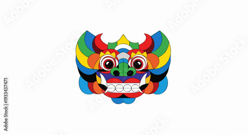 Colorful Barong Mask Depicting Balinese Culture and Tradition.