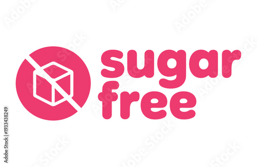 A pink sugar free logo with a cube icon on a white background