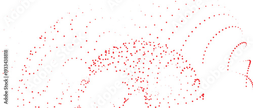 Red Particle Flow Abstract Wave on White Background, Great for Data Visualization, Infographics,s Corporate Reports, Technology Marketing Graphics and Creative Advertising Layouts