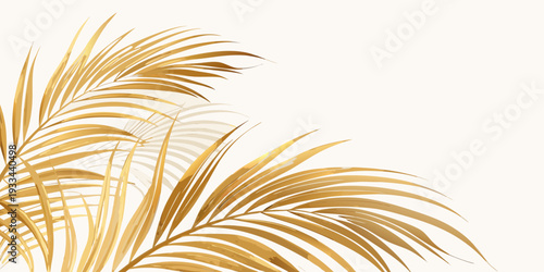 Elegant golden palm leaves illustration, vector