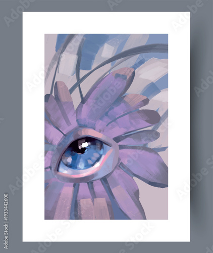 Dreamy Floral Vision. Closeup Depiction Of Floral Eye With Textured Pastel Tones And Tranquil Mood