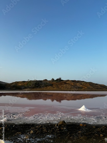 Pampatar salt flats in Margarita, Venezuela, pink salt flats