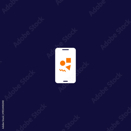 White Smartphone with Orange Geometric Shapes Vector