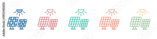 Solar Panel Icon Set Multiple Style Collection