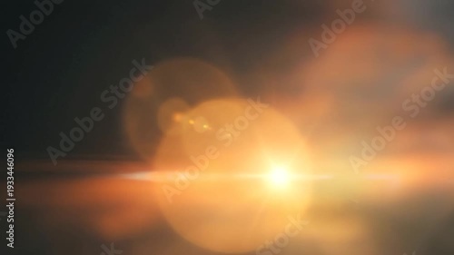Dramatic Lens Flare with Orange Glow  Bokeh with Abstract Background.