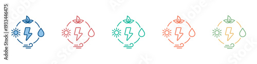 Renewable Energy Icon Set Multiple Style Collection