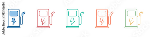 Charging Station Icon Set Multiple Style Collection