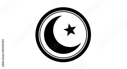 Crescent Moon and Star Symbol Icon 47.