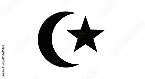 Crescent Moon and Star Symbol Icon 49.