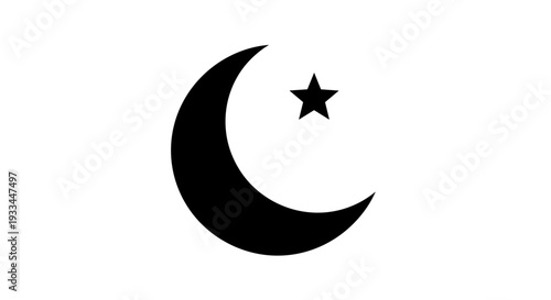 Crescent Moon and Star Symbol Illustration 7.